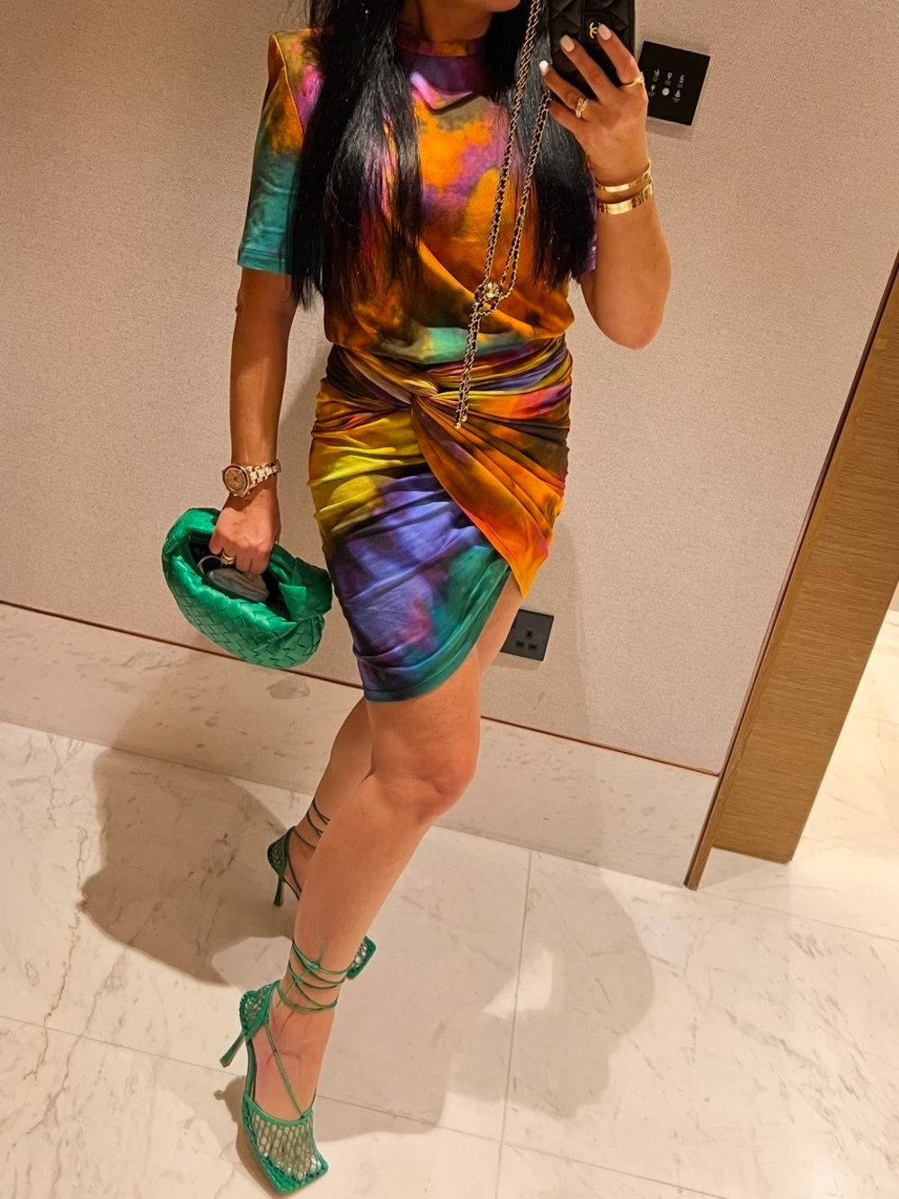 The Attico Multicolor Draped Mini skirt and tshirt Set IT 40/S summer vibe